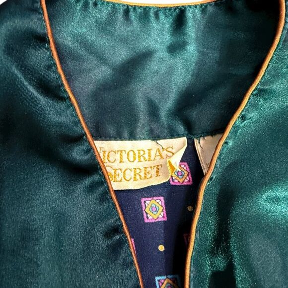 VICTORIA’S SECRET Vintage 1980s Gold Label Oversized Satin Pajama Shirt Dress Vi - Picture 8 of 9
